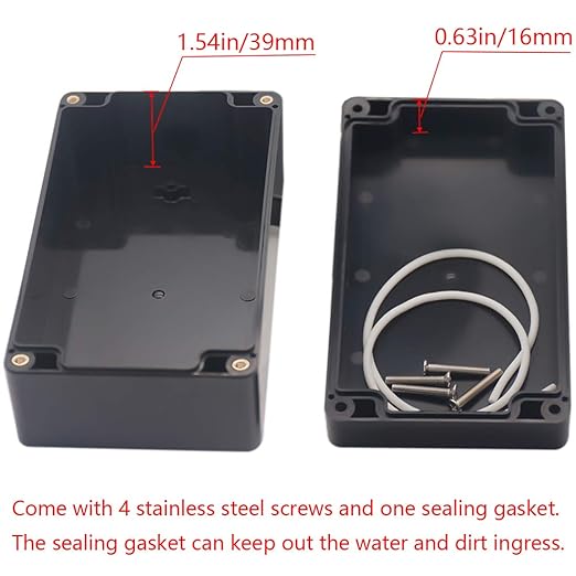 Project Box IP65 Waterproof Junction Box ABS Plastic Black Electrical Boxes DIY Electronic Project Case Power Enclosure 6.22x3.54x2.36 inch (158 x 90 x60 mm) - Image 4