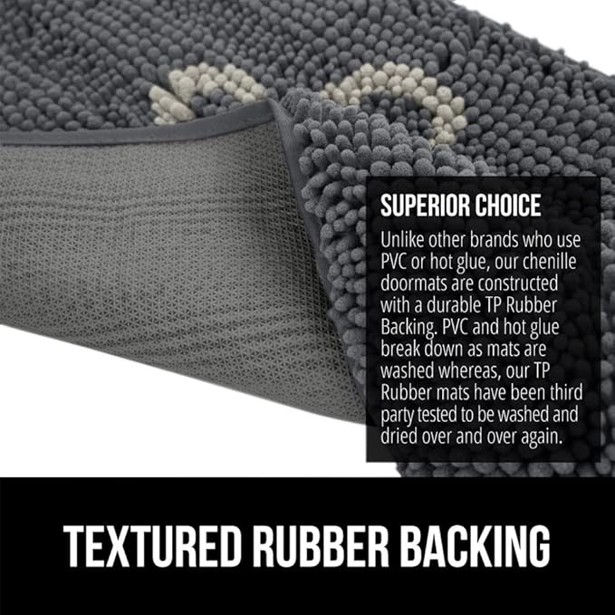 GORILLA GRIP SOAKSTOPPER Dog Door Mat, 48x30 Machine Washable Rug Absorbent Doormat Captures Moisture Mud Dirt, Quick Dry Soft Chenille Entryway Rugs Indoor Entrance Mats for Dog Paws, Charcoal - Image 5