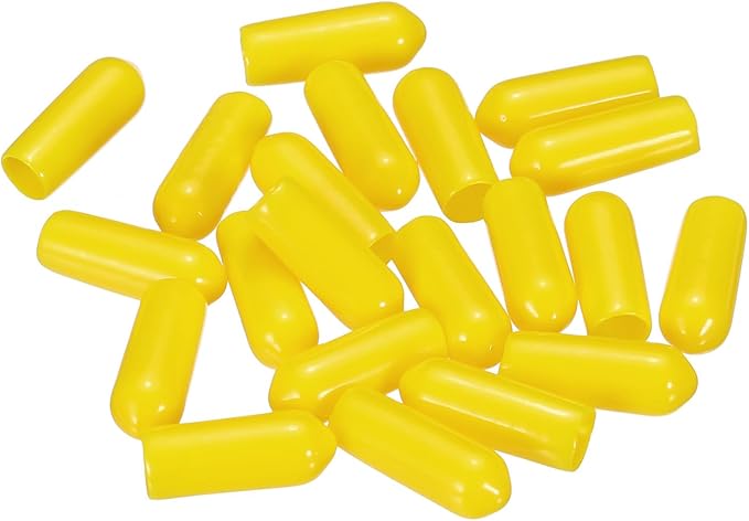 uxcell 20pcs Rubber End Caps 5mm(3/16") ID Vinyl PVC Round Tube Bolt Cap Cover Screw Thread Protectors Yellow - Image 4