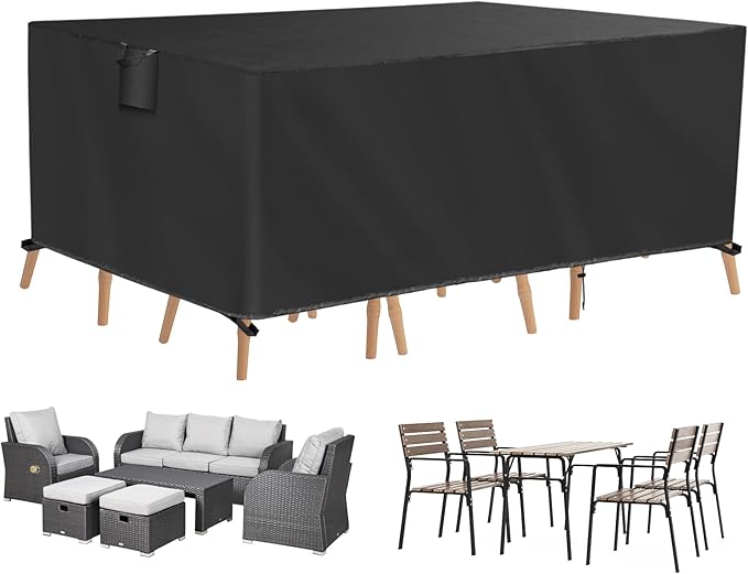 TUOKING Outdoor Furniture Covers Heavy-Duty 420D Waterproof Cover,All-Weather Patio Furniture Protector for Sofa,Chairs & Table-UV-Resistant,Anti-Tear Dustproof Covers (Black, 91"L x 60"W x 28"H) by TUOKING