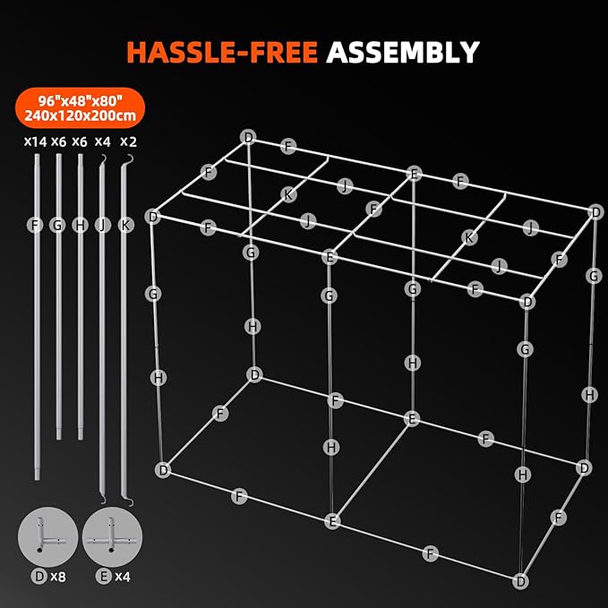 Spider Farmer 8x4 Grow Tent 2025 New, 96"x48"x80", with Hook for Controller and Power Strip, 1680D Thicken Mylar Canvas, Enlarged View Window for Indoor Hydroponic Growing for SF4000, SE5000, G5000 - Image 8