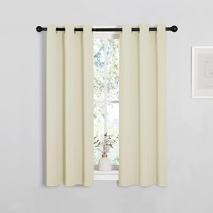 NICETOWN Room Darkening Curtain Panels for Living Room, Thermal Insulated Grommet Room Darkening Draperies/Drapes for Window (Beige, 2 Panels, W29 x L45 -Inch) by NICETOWN