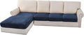 H.VERSAILTEX Velvet Stretch Sectional Couch Covers 4 Pieces Sofa Seat Cushion Covers L Shape Separate Cushion Couch Chaise Cover for Both Left/Right Couch (Large Sofa 3 Seater + 1 Chaise, Navy) by HVERSAILTEX