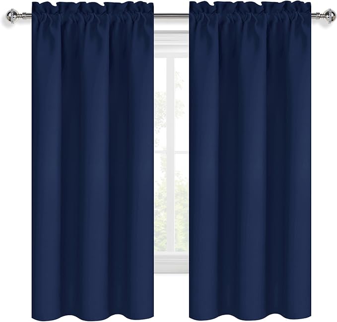 DWCN Navy Blue Blackout Curtains for Bedroom 54 Inches Long 2 Panels Set Window Drapes Thermal Insulated Room Darkening Rod Pocket Curtains for Kids Boys Room (W38 x L54 Inch, Navy Blue) - Image 9