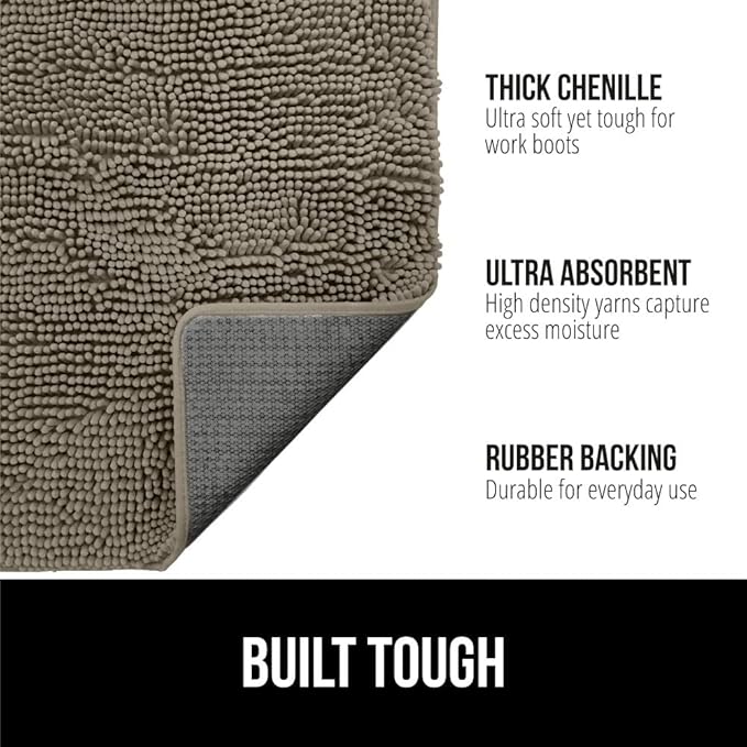 GORILLA GRIP SOAKSTOPPER Dog Door Mat, 36x24 Machine Washable Rug Absorbent Doormat Captures Moisture Mud Dirt, Quick Dry Soft Chenille Entryway Rugs Indoor Entrance Mats for Dog Paws, Cappuccino - Image 3