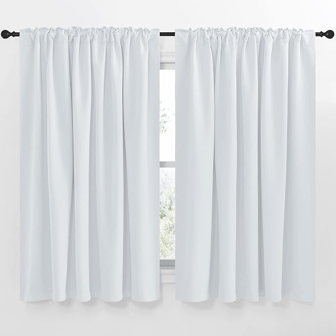NICETOWN Living Room Darkening Curtain Drapes - (Cloud Grey Color) W70 x L63, Set of 2, Room Darkening Window Treatment Drapery Panels - Image 2