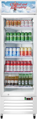 Commercial Beverage Refrigerator with Glass Door, 383L Display Fridge Beverage Cooler with Customizable Lightbox Adjustable Shelves, Drink Fridge Merchandiser for Restaurant Shop, White by Velieta-SpecialistinFridge