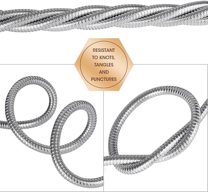 BEAULIFE 304 Stainless Steel Metal Garden Hose Extension 100 Ft with Brass Water Hose Nozzle Flexible & Lightweight Kink Free Hose Connector for Hose Reel Faucet Outdoor - Image 3