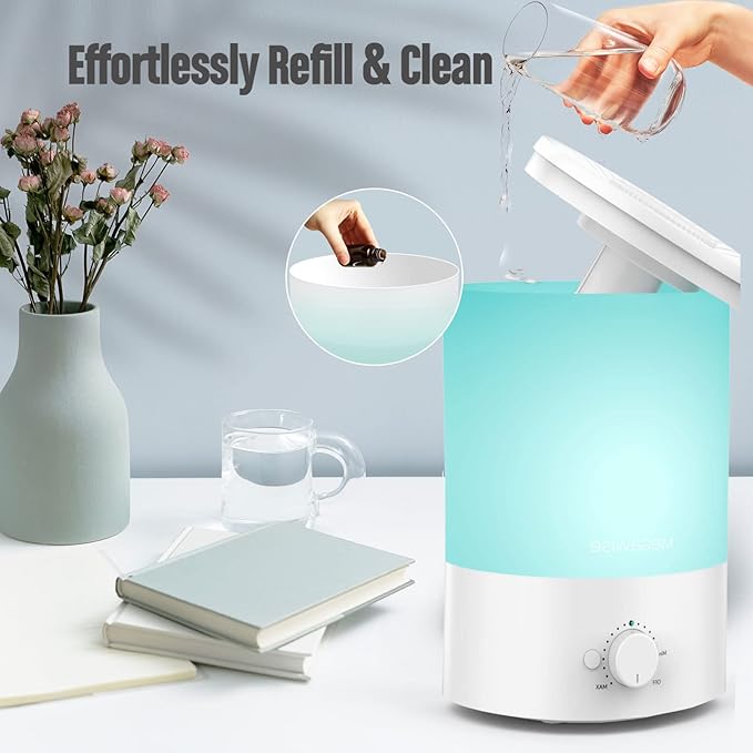 MEGAWISE 3.5L Ultrasonic Cool Mist Humidifier – Top-Fill, Essential Oil Diffuser, Quiet Operation, Night Light, Auto Shut-Off for Home & Office (1) - Image 7