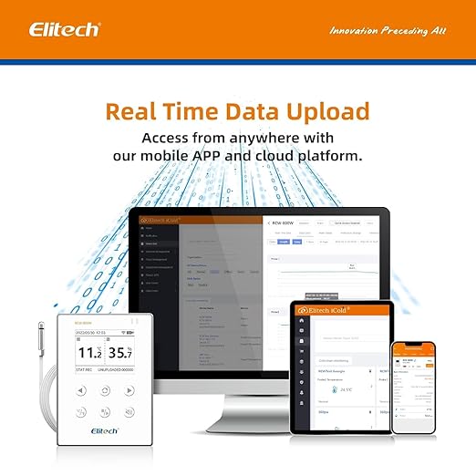 Elitech WiFi Digital Temperature Humidity Data Logger, 2.4GHz/5GHz WiFi Remote Real-Time Monitor with External Probes, Cloud Storage, App and Email Alerts, 16.4ft, RCW-800W-THE-5Pack, -40°F to 176°F - Image 5