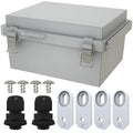 MAKERELE Small Electrical Junction Boxes Plastic Gray IP67 ABS with Electrical Waterproof Performance Including Mounting Plate,Stainless Steel Buckle and 1/2" NPT*2(8.7"×6.7"×4.3") by MAKERELE