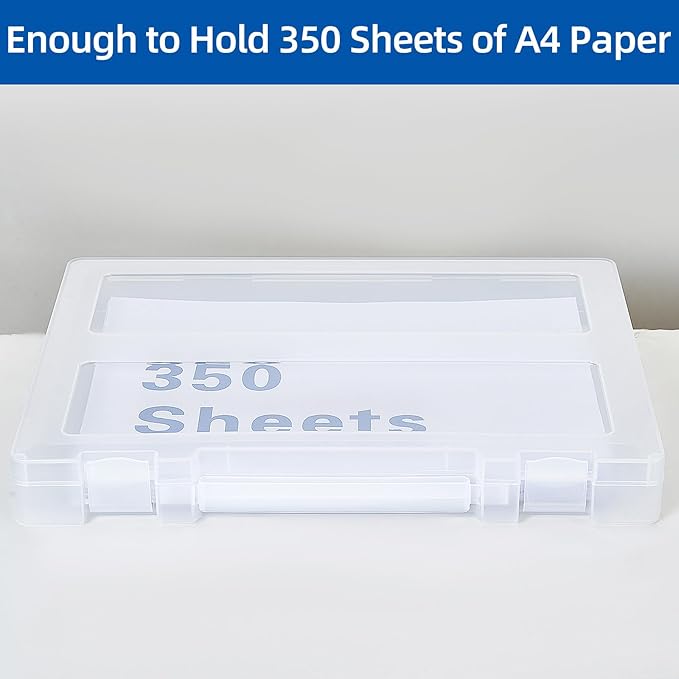 4 Pack Large A4 Paper document Box, Arts Supply Storage Organizer Box Scrapbook Storage Box Crafts Organization Boad Game Storage,Thick Plastic Scrapbook Storage Box for 8.5" x 11" Letter - Image 3