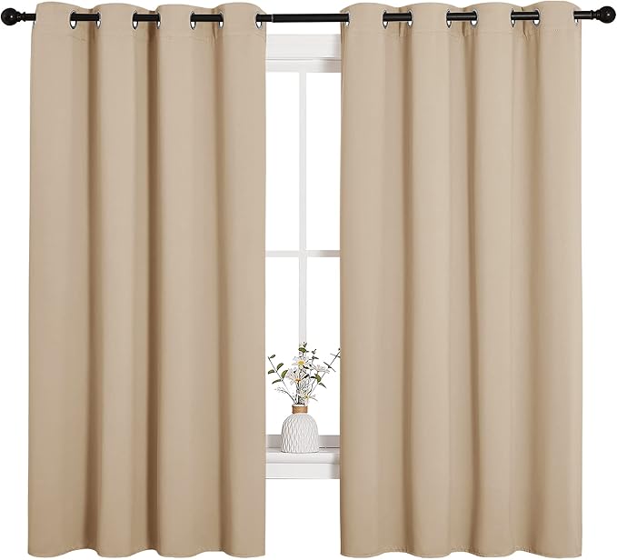 NICETOWN Room Darkening Curtain Panels for Cafe, Thermal Insulated Grommet Room Darkening Draperies/Drapes for Window (Biscotti Beige, 2 Panels, W55 x L68 -inch) by NICETOWN