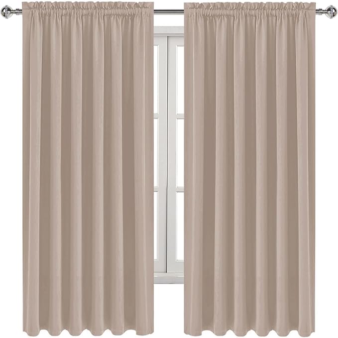 DWCN Blackout Curtains for Living Room Thermal Insulated, Energy Saving & Noise Reducing Bedroom Curtains, Camel, W 70x L 63 Inch, Set of 2 Rod Pocket Curtain Panels - Image 9