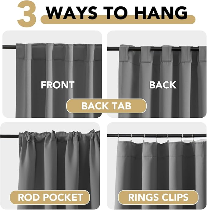 H.VERSAILTEX Blackout Curtains Thermal Insulated Window Treatment Panels Room Darkening Blackout Drapes for Living Room Back Tab/Rod Pocket Bedroom Draperies, 52 x 96 Inch, Bluish Gray, 2 Panels - Image 4