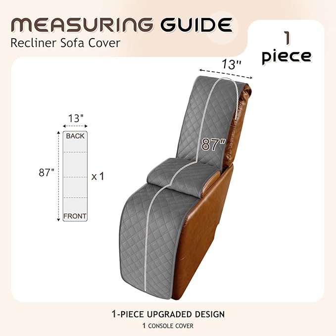 Arfntevss Recliner Sectional Couch Covers for Reclining Sectional L Shape Sofa Cover Non Slip Washable Recliner L Shaped Slipcover Middle Console Protector (1 Console Cover, Dark Gray) - Image 4