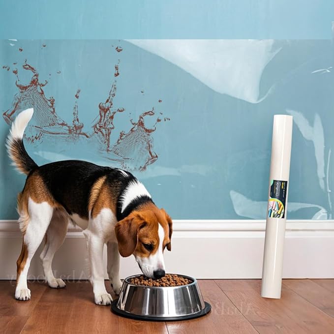 AbaBoorty 393“x17.7” Clear Wall Protector Contact Paper Electrostatic Absorption Wall Protective Film Removable Wallpaper Protector Sheets for Painted Wallpaper for Protect Furniture by AbaBoorty