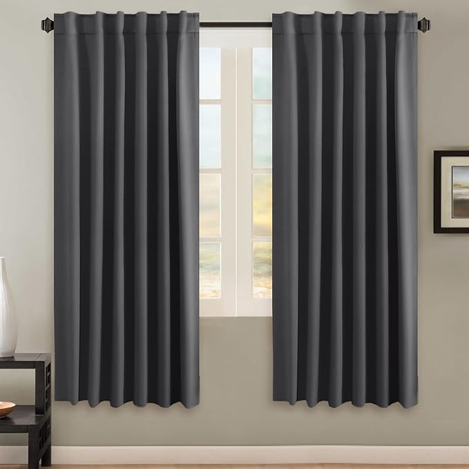 H.VERSAILTEX Blackout Curtains Thermal Insulated Window Treatment Panels Room Darkening Blackout Drapes for Living Room Back Tab/Rod Pocket Bedroom Draperies, 52 x 72 Inch, Charcoal Gray, 2 Panels by HVERSAILTEX