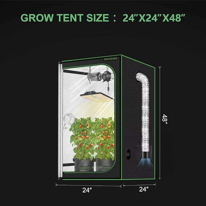 MELONFARM 2x2 Grow Tent, 24"x24"x48" Double Transparent Viewing Door Indoor Grow Tent, Growing Tent with High Reflective Mylar & Floor Tray, Plant Tent for Indoor Hydroponics Growing - Image 6