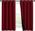 NICETOWN Kitchen Full Blackout Curtain Panels, Super Thick and Soft Insulated Window Covers, 100% Blackout Draperies with Black Backing for Cafe Window (Burgundy Red, Set of 2 PCs, 55 by 57-inch) by NICETOWN