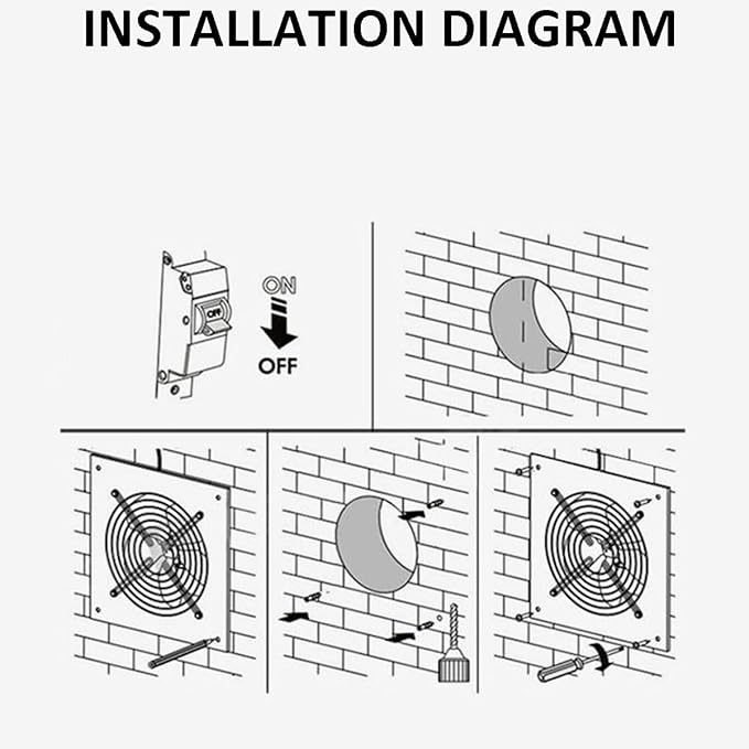 6'' Wall Mounted Exhaust Fan, 460CFM Metal Iron Ventilation Extractor, Silence Anti-backflow Check Valve Window and Wall Mount Vent Fans for Ceiling Kitchen Bathroom Attic Grow Tent Garage - Image 8