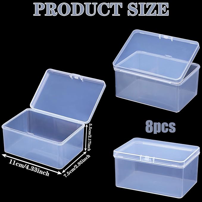 8Pcs Clear Playing Deck Card Storage Box Plastic Card Boxes Playing Card Boxs High Capacity Playing Card Case 4.3 x 2.95 x 2.17 Inch Organizer Snap Closed Trading Games Collector - Image 2