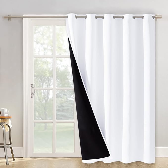NICETOWN Privacy Door Curtain, Closet Curtain for Bedroom, Faux Folding Accordion Doors, 100% Blackout Noise Reducing Room Divider for Doorway Laundry Room Bifold Door(1 Panel, 62" W x 84" L, White) by NICETOWN
