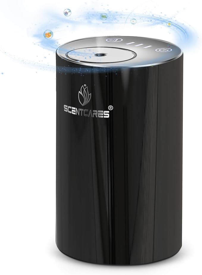 Sentiment Diffuser, Diffusers for Home, Scent Diffuser - Portable & Smart & Cordless Design, for 3 Cold Mist & Timer 1/2/3H (Black) by Scentcares