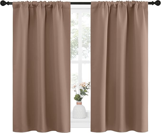 NICETOWN RV Blackout Curtains for Camper Windows, Window Treatment Thermal Insulated Rod Pocket Small Blackout Draperies/Drapes for Bedroom/Kitchen (Cappuccino, Set of 2, 29" Wide by 40" Long) - Image 2