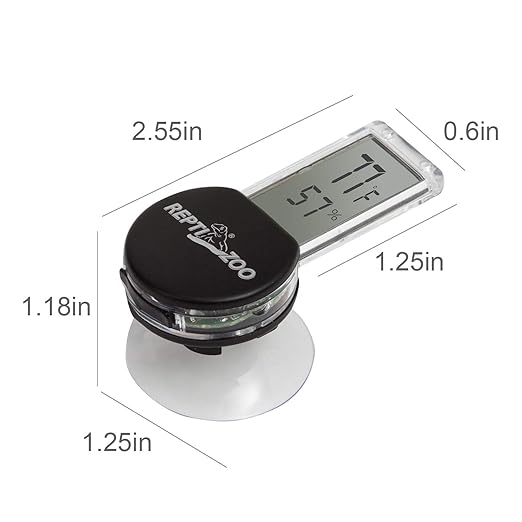 REPTI ZOO Reptile Terrarium Thermometer Hygrometer Digital LCD Display Pet Rearing Box Reptiles Tank Thermometer Hygrometer with Suction Cup - Image 5