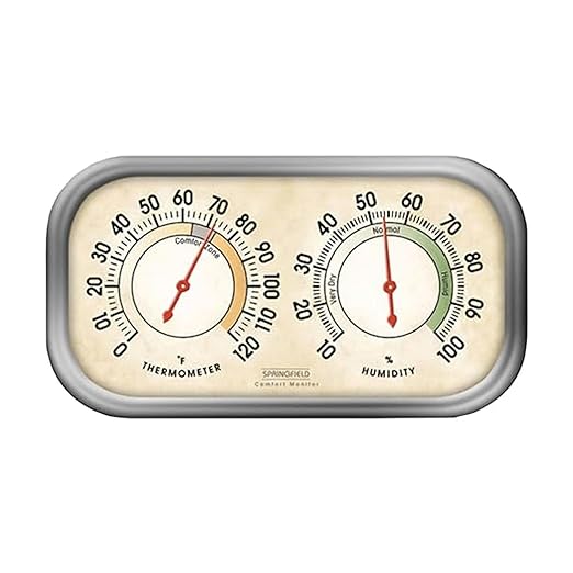 Springfield Color Track Humidity Meter and Indoor Thermometer, Analog Weather Station for the Bedroom, Nursery, Storage, and Inside the Home by Springfield