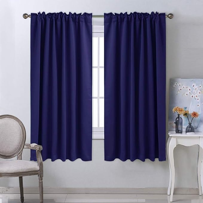 NICETOWN Blackout Draperies Curtains Window Drapes - (Royal Blue Color) 52 inches W by 63 inches L, Set of 2, Blackout Curtain Panels for Nursery - Image 2