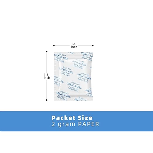 2 Gram [100 Packets] Silica Gel Packets Silica Gel Desiccants, Silica Gel Packs - Rechargeable (Food Safe) Silica Gel Packets, Silica Packets - Image 3