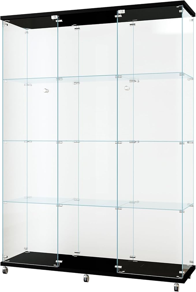 Yoluckea 4 Shelves Glass Display Cabinet Extra Large, Floor Standing Clear Glass Curio Cabinet Collection Display Case for Living Room Bedroom 66.14” x 47.64” x 14.57” Black - Image 8