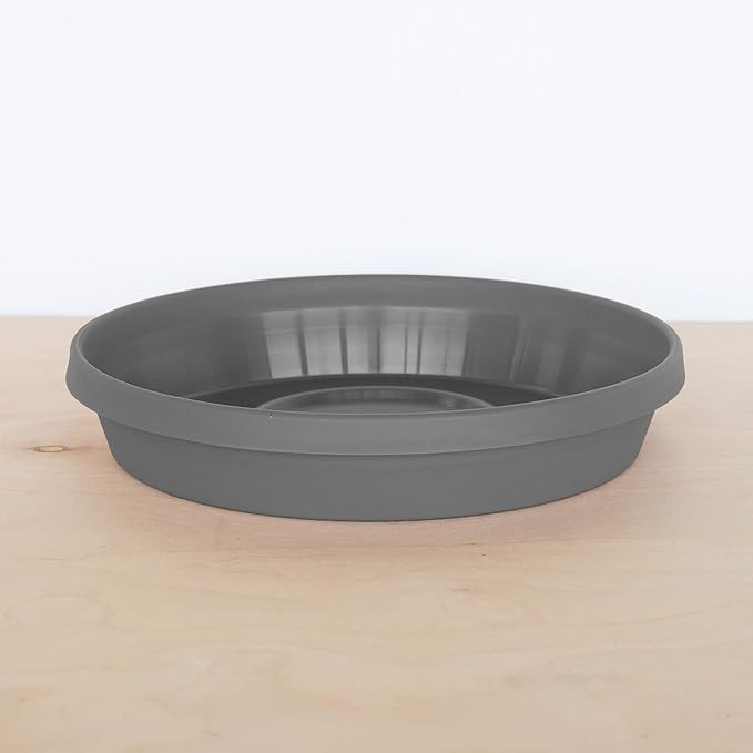 Bloem Terra Resin Saucer Tray: 15" Bottom Width - Charcoal Gray - Matte, Durable, Ribbed Bottom, Indoor and Outdoor, Fits 20" Terra Pots - Image 4