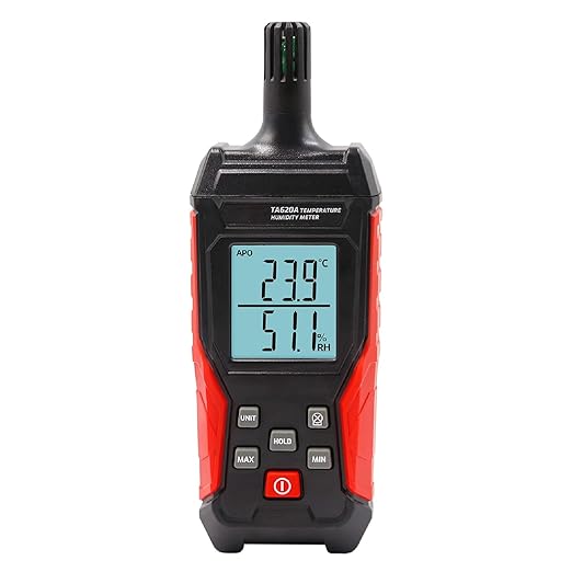 Handheld Hygrometer Temperature Humidity Meter, Digital Thermometer with Humidity Sensor for Indoor Outdoor Measuring - Large LCD Backlit, Data Hold, MIN/MAX by Unknown