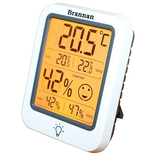 Brannan Digital Room Thermometer Hygrometer Indoor Humidity Meter Accurate Temperature Max Min Recording Backlight LCD Display Monitor Home Office Baby Room Nursery Greenhouse - Image 3
