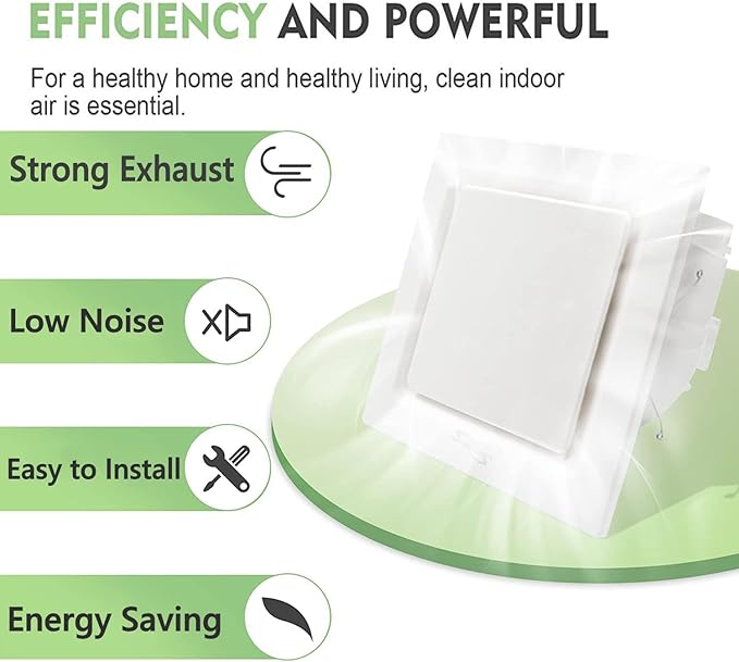 Bathroom Fan Ceiling Mount Exhaust Ventilation Fan Ceiling Exhaust Fan Extractor Fan 141 CFM 1.2 Sones,Quiet Bathroom Ventilation Exhaust Fan for Shower,Restroom,Office,Home(Flat Plate) - Image 3