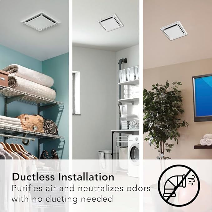Broan-Nutone 682 Duct-Free Ventilation Fan, White Square Ceiling or Wall Exhaust Fan with Plastic Grille - Image 5