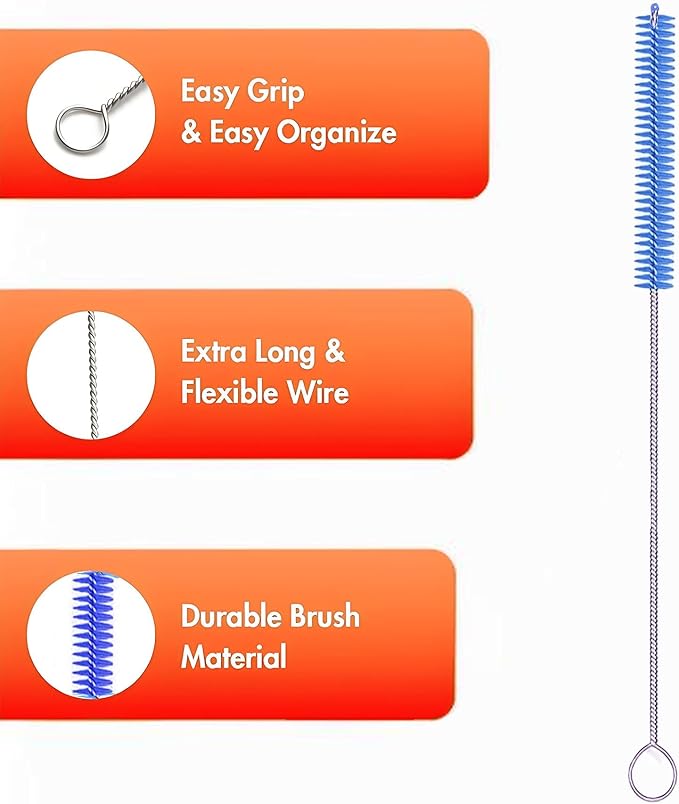 Milk Foamer Hose Brush, Long Thin Nylon Tube Cleaning Brushes Ideal for Espresso & Coffee Machine Attachments,Stainless Steel Straw Cleaning Brushes Test Tube 11.8 Inch Long and Flexible Handle - Image 8