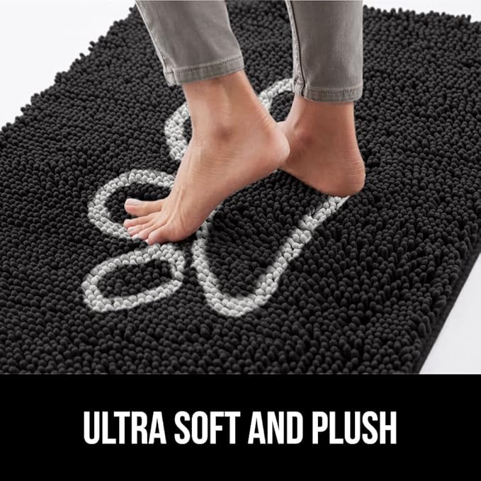 GORILLA GRIP SOAKSTOPPER Dog Door Mat, 36x24 Machine Washable Rug Absorbent Doormat Captures Moisture Mud Dirt, Quick Dry Soft Chenille Entryway Rugs Indoor Entrance Mats for Dog Paws, Black White - Image 7