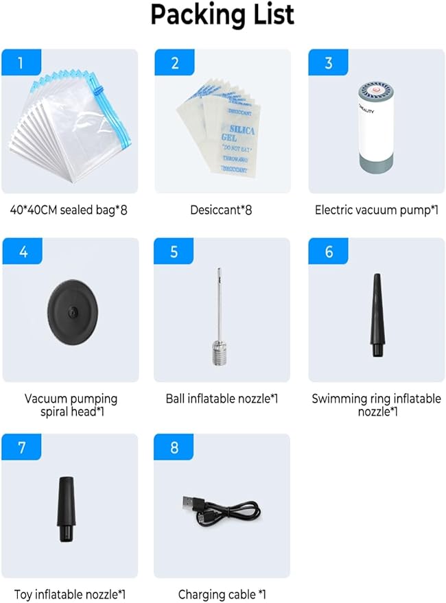 Creality Filament Vacuum Storage Kit, Automatic Pump, Premium Cleaning Drying Sealed 8 Storage Bags with Desiccants, 3D Filament Dryer for 3D Printer Filament(15.75x15.75 inch) - Image 8