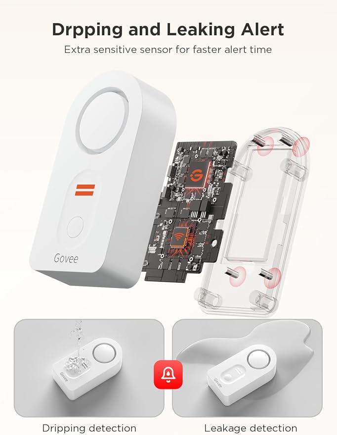 Govee WiFi Water Leak Detector 3 Packs, Leak Alert with Remotely Email/APP Push and Sound Alarm, Smart Water Sensor with 100dB Adjustable Alarm, Suit for Home and Basement - Image 5