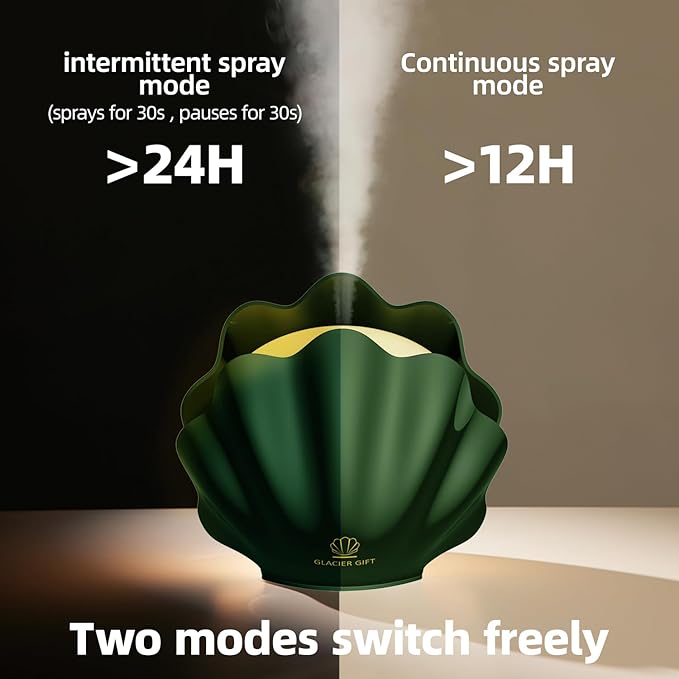 Essential Oil Diffuser 260ML, Shell Aroma Diffuser with Remote Control Humidifier with 7 Colors LED Night Light for Bedroom Home Relaxation (Green) - Image 6