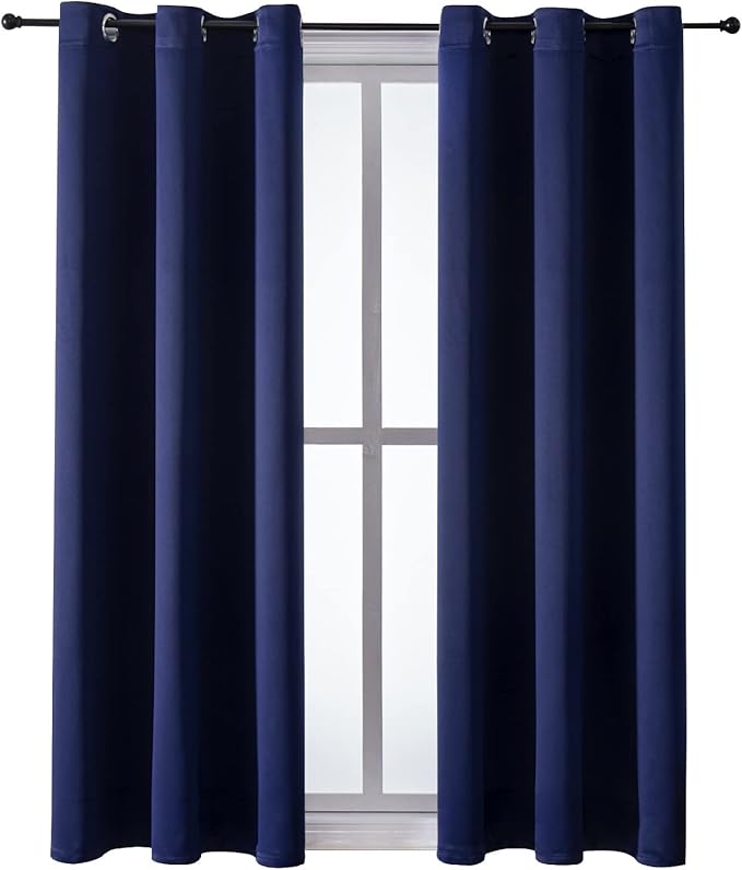 ChrisDowa Grommet Blackout Curtains for Bedroom and Living Room - 2 Panels Set Thermal Insulated Room Darkening Curtains (Navy Blue, 38W x 54L) - Image 7
