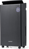COSTWAY 4,500 Sq. Ft Dehumidifier for Basement, 3-Color Humidity Indicator, Dry Clothes Mode, 12" Drain Hose & Wheels, 57 Pints Dehumidifier for Large Room (Black) by COSTWAY