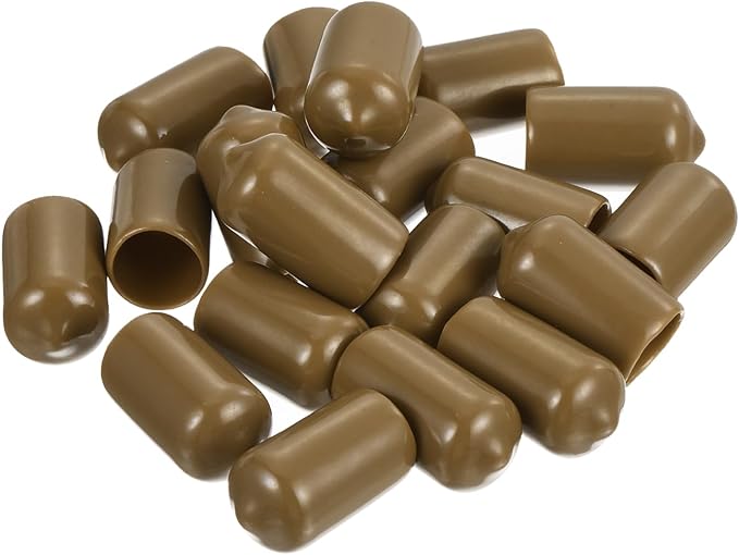 uxcell 20pcs Rubber End Caps 11.5mm ID Vinyl PVC Round Tube Bolt Cap Cover Screw Thread Protectors Light Brown - Image 4