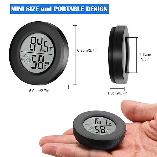 2Pcs Mini Digital Indoor Thermometer Hygrometer Meters Gauge Accuracy Room Temperature and Humidity Monitor for Reptile Humidors Jars Incubators Guitar Case Green House Fahrenheit (℉) - Image 3