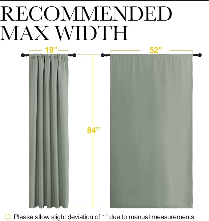 NICETOWN Window Curtains Blackout Drapes - Thermal Insulated Solid Rod Pocket Blackout Curtains/Draperies for Living Room (Sage Green, One Pair, 52 by 84-Inch) - Image 7