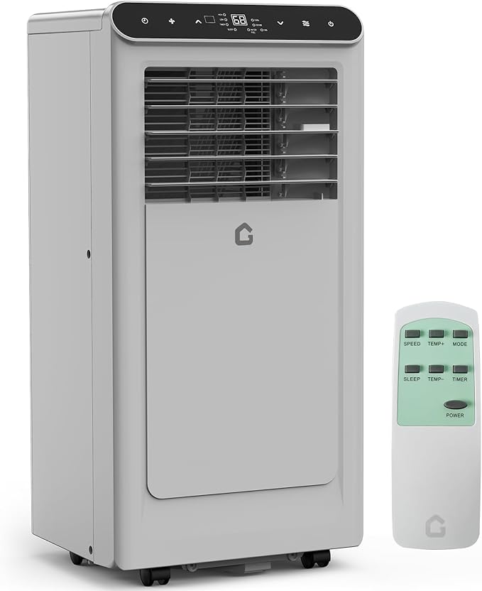 GarveeLife 4-in-1 Portable Air Conditioner 8000 BTU – Cooling, Dehumidifier, Fan & Sleep Mode, Quiet Operation, Remote, 24H Timer, LED Display, Window Kit, Cools Up to 350 Sq Ft, Operation Panel Black by GarveeLife